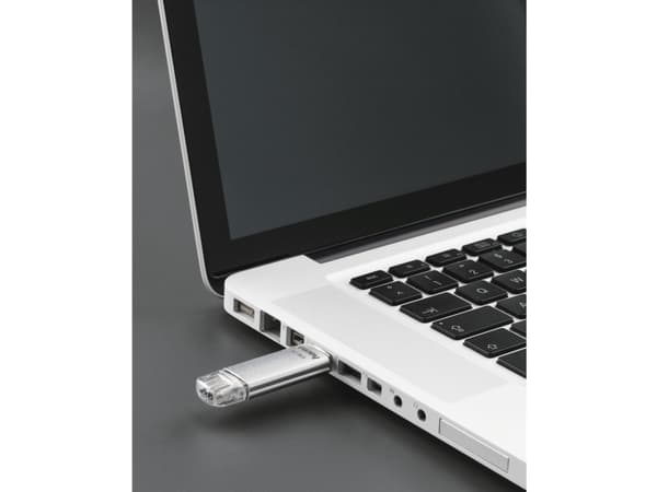 Hama C-Laeta, 128 GB, USB Typ-A / USB Typ-C, 3.0, 40 MB/s, Hætte, Sølv