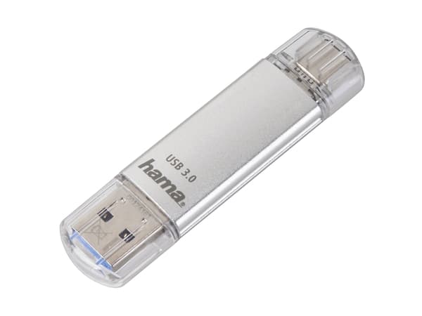 Hama C-Laeta, 128 GB, USB Typ-A / USB Typ-C, 3.0, 40 MB/s, Hætte, Sølv Silver