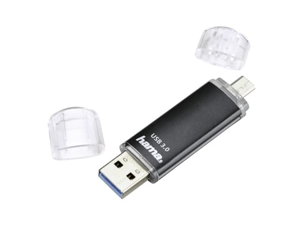 Hama Laeta Twin, 16 GB, 3.2 Gen 1 (3.1 Gen 1), 40 MB/s, Med lokk, Sort