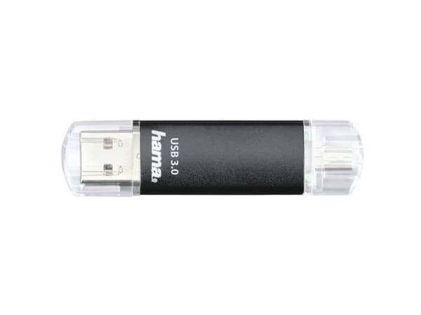 Hama Laeta Twin, 16 GB, 3.2 Gen 1 (3.1 Gen 1), 40 MB/s, Med lokk, Sort