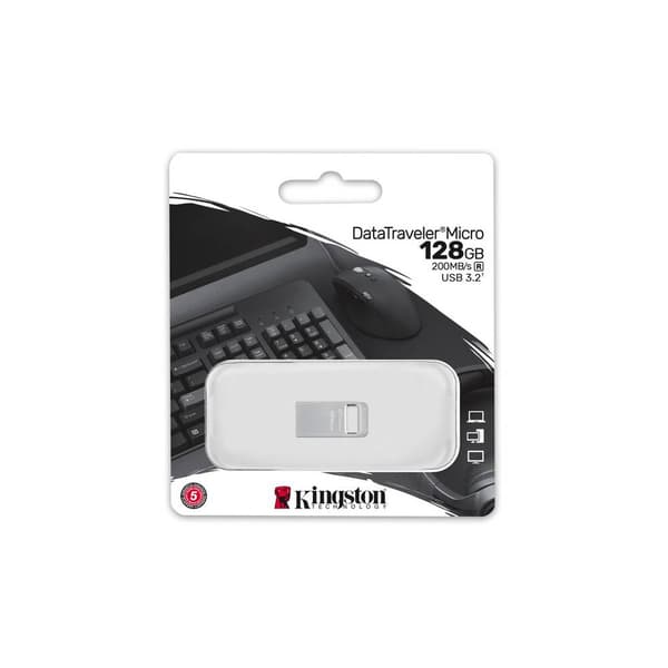 Kingston DataTraveler® Micro USB-minne Box 128 GB Silver DTMC3G2/128GB USB 3.2 Gen 1