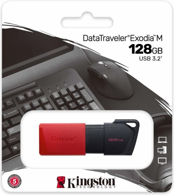 Kingston Technology DataTraveler Exodia M USB-minne 128 GB USB Typ-A 3.2 Gen 1 (3.1 Gen 1) Svart, Röd