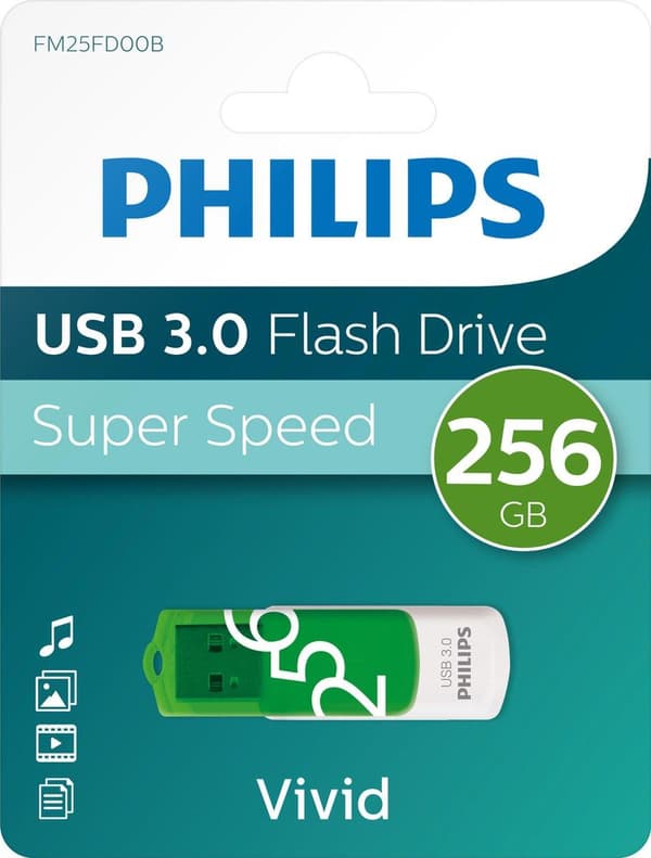 Philips FM25FD00B - USB 3.0 256GB - Levende - Grøn Grøn, Hvid