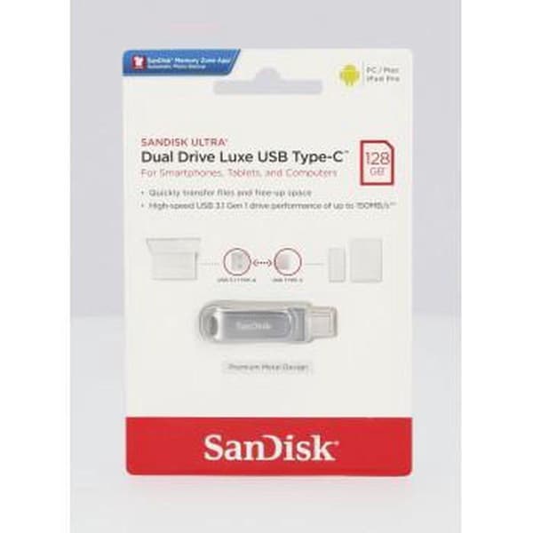 SanDisk Ultra Dual Luxe USB-minne smartphone/surfplatta Silver 128 GB USB-C USB 3.1 (Gen 1)