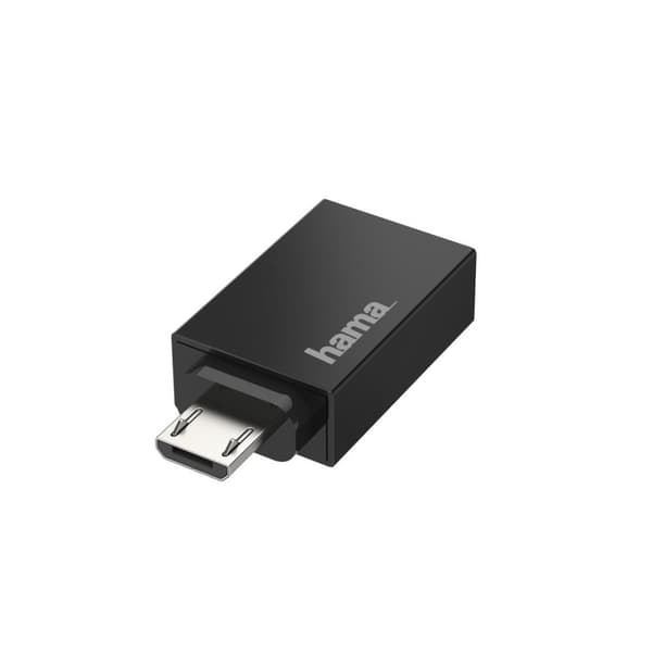 Hama USB OTG-adapter, mikro-USB-stik - USB A-stik (adapter til tilslutning af mikro-USB-enheder såsom tablets til f.eks. printere, mikro-USB til USB-a