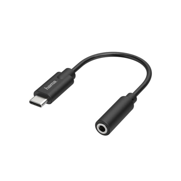 Hama USB C jack adapter, USB C stik til 3,5 mm jack stik (AUX adapter med DAC konverter for den bedste HiFi stereo lyd, til tilslutning af hovedtelefo