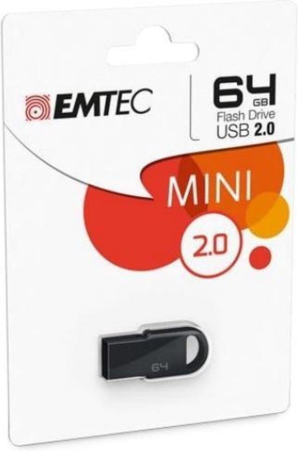 Emtec D250 Mini USB-minne 64 GB USB Type-A 2.0 Grön Svart
