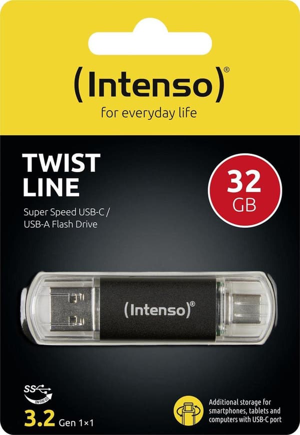 Intenso Twist Line USB-minne 32 GB USB-A, USB-C®, USB 3.2 Gen 1 antracit 3539480