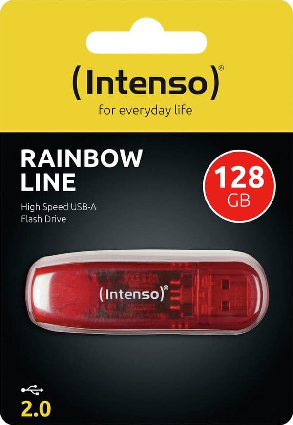 Intenso Rainbow Line USB-minne 128 GB USB 2.0 Röd (transparent) 3502491