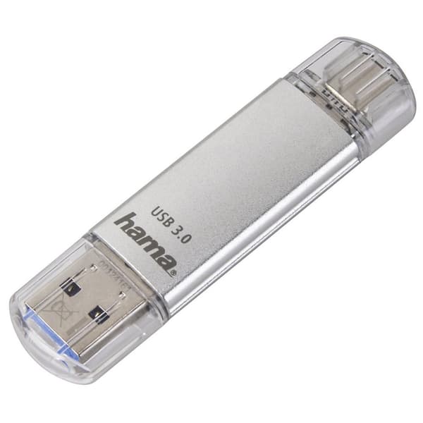 Hama 32GB USB-minne med USB 3.0 & USB 3.1 Type-C (dubbel USB-minne) & Amazon Basics - adapterkabel, USB Type-C-kontakt till USB-uttag, USB 3.1, 1:a ge Silver