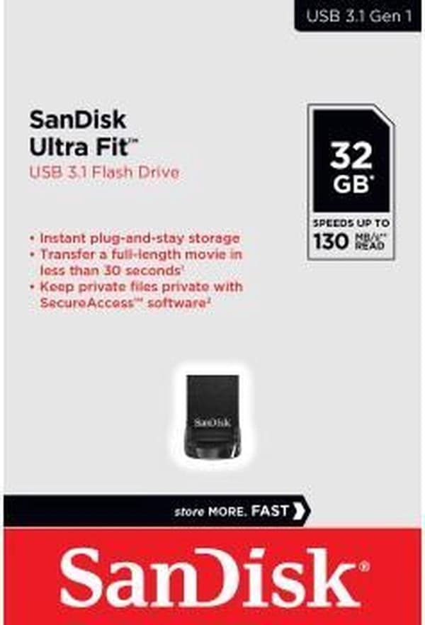 Sandisk Ultra Fit USB-minne | 32GB USB | USB 3.1A - USB-minne