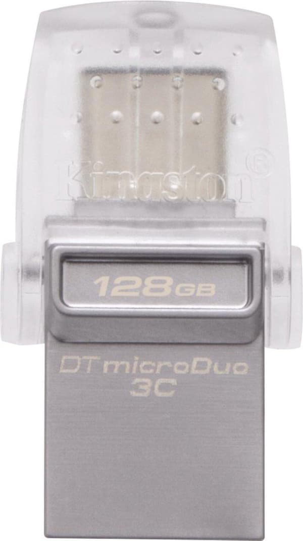 Kingston Technology DataTraveler microDuo 3C 128 GB USB-flashdrev USB Type-A / USB Type-C 3.2 Gen 1 (3.1 Gen 1) Sølv