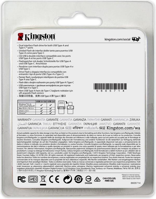 Kingston Technology DataTraveler microDuo 3C 128 GB USB-flashdrev USB Type-A / USB Type-C 3.2 Gen 1 (3.1 Gen 1) Sølv