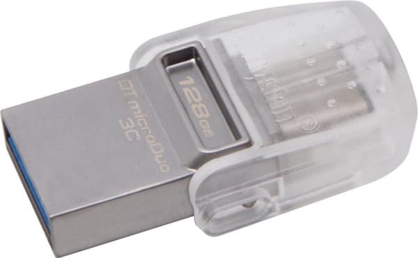 Kingston Technology DataTraveler microDuo 3C 128 GB USB-flashdrev USB Type-A / USB Type-C 3.2 Gen 1 (3.1 Gen 1) Sølv