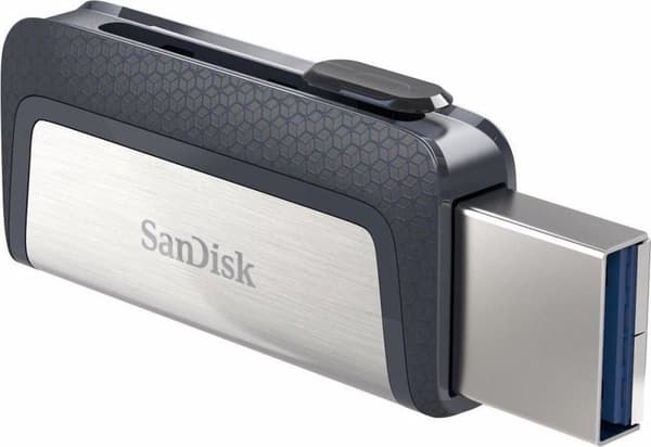 SanDisk Dual Drive - USB-minne - 64 GB - USB-A och USB-C Svart, Silver