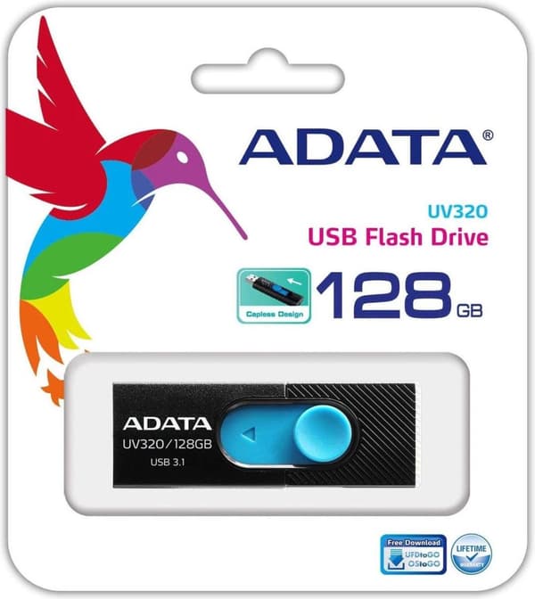 ADATA UV320 128 GB USB 3.1 (3.1 Gen 2) Kapacitet Svart, blått USB-minne