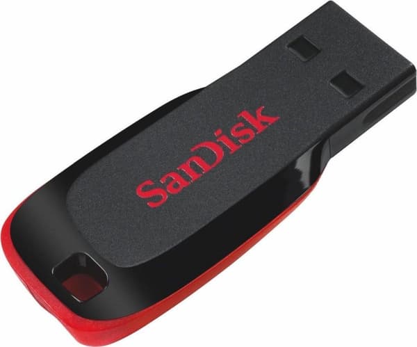 SanDisk Cruzer Blade | 128GB | USB 2.0A - USB Syg Sort, Rød