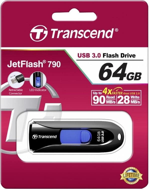 Transcend JetFlash 790 - USB-minne - 64 GB