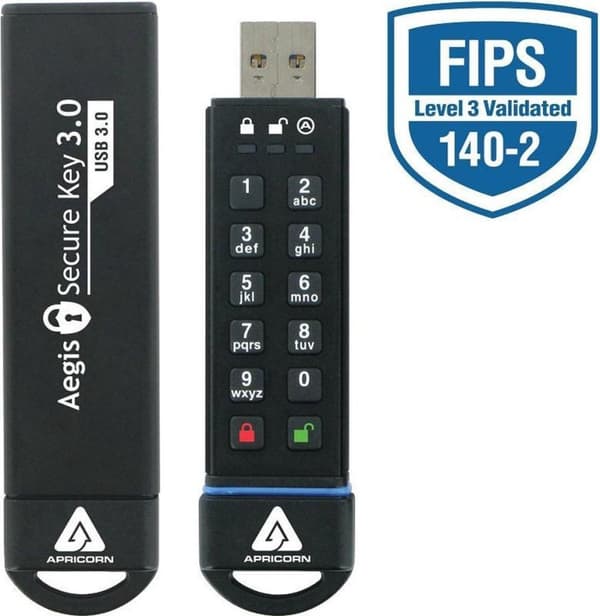 Apricorn Secure Key - USB-minne - 120 GB Svart