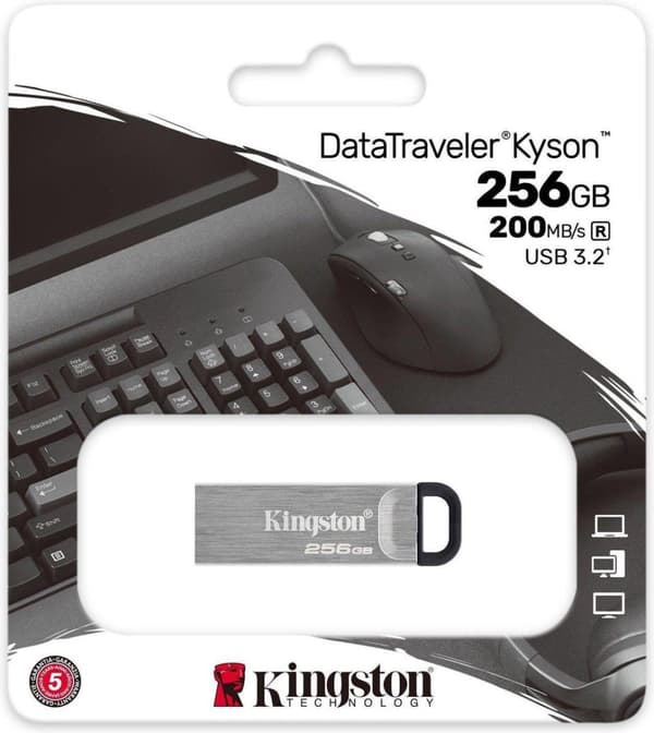 Kingston Technology DataTraveler Kyson USB-minne 256 GB USB Typ-A 3.2 Gen 1 (3.1 Gen 1) Silver