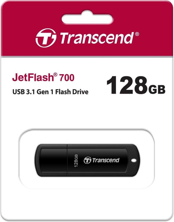 Transcend JetFlash® 700 USB-minne 128 GB USB 3.2 Gen 1 (USB 3.0) Svart TS128GJF700