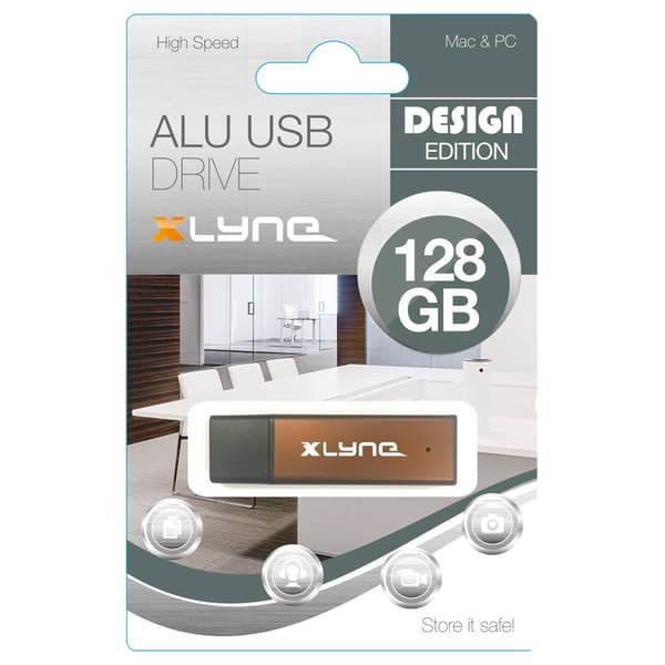 Xlyne ALU USB-minne 128 GB Aluminium, Brons 177570-2 USB 2.0