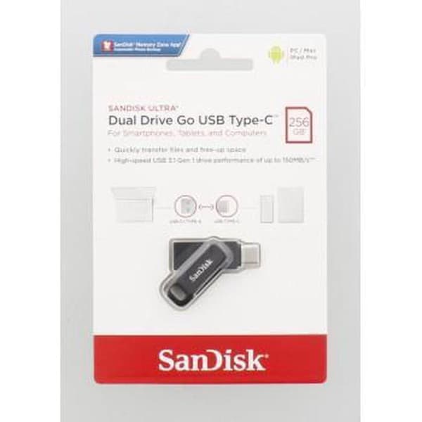 SanDisk Ultra Dual Drive Go USB-minne 256 GB USB Typ-A / USB Typ-C 3.2 Gen 1 (3.1 Gen 1) Svart