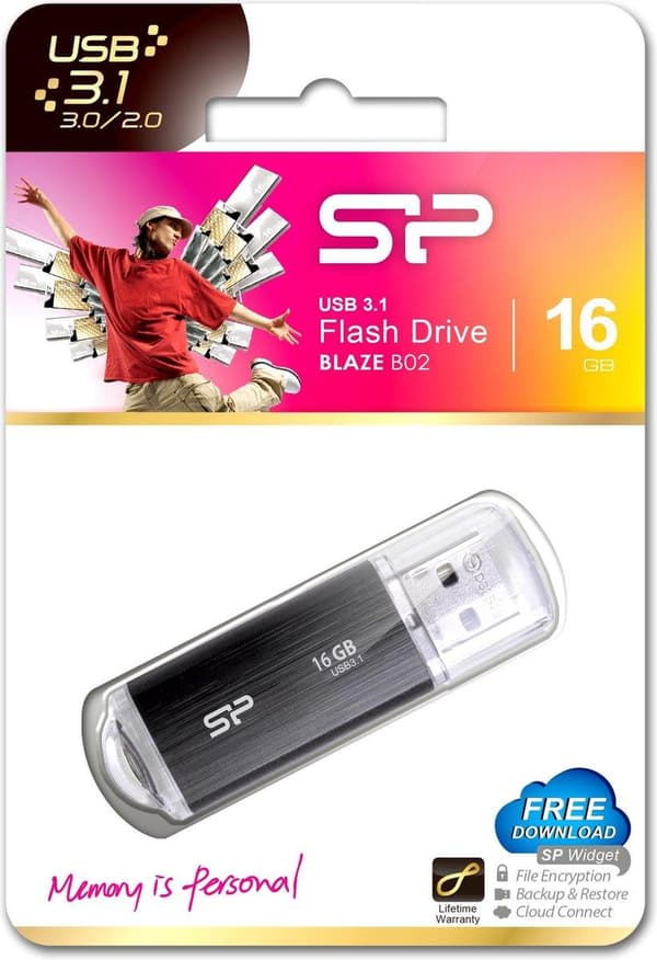 SILICON POWER Blaze B02 Pendrive USB-minne 16 GB USB Typ-A 3.2 Gen 1 (SP016GBUF3B02V1K) Svart