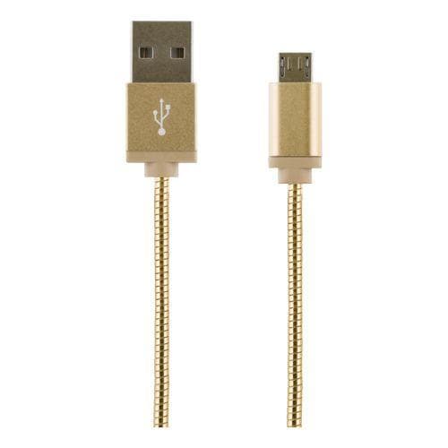 STREETZ USB till Micro USB, metallklädd, 1m, USB 2.0, gul