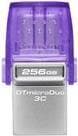 Kingston DataTraveler microDuo 3C - USB-muistitikku - 256 Gt - USB 3.2 Gen 1 / USB-C (DTDUO3CG3/256GB) Ruostumaton teräs, Purppura