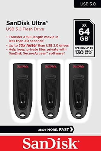 SanDisk Ultra - USB-minne - 64GB - USB 3.0 (paket med 3)
