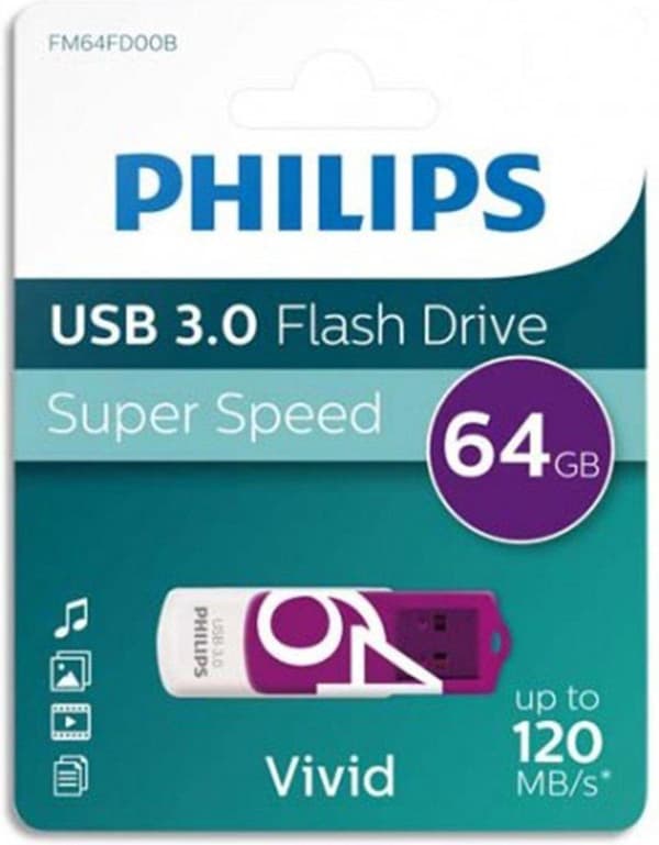 Philips USB-flashdrev FM64FD00B 64 GB - USB Stick Vivid/ White