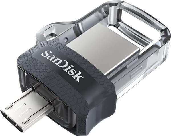 Sandisk Ultra Dual | 128GB | USB Type 3.2 Gen 1 - USB Stick Sort, Sølv, Transparent
