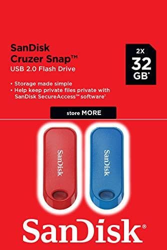 SanDisk Cruzer Snap - USB-minne - 32 GB - USB 2.0 (paket med 2)