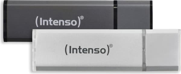Intenso AluLine USB Drive 32GB dobbeltpakke 2x32GB - 32GB USB stick USB Type-A 2.0 antracit - sølv (3521480) Anthracit, Sølv