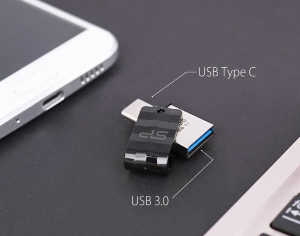 Silicon Power C31 Dual USB USB-A / USB-C USB stick - 64GB - Sort