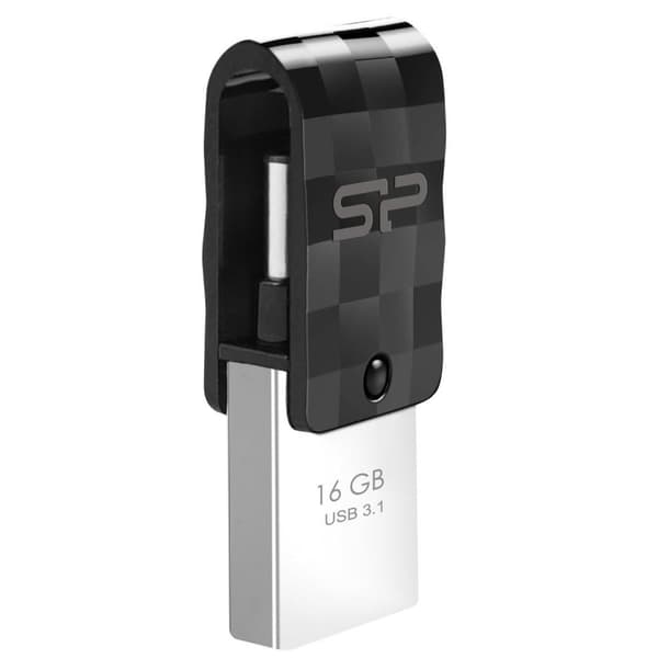 Silicon Power C31 Dual USB USB-A / USB-C USB stick 16GB - Sort