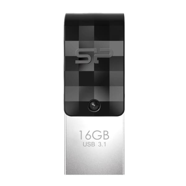 Silicon Power C31 Dual USB USB-A / USB-C USB stick 16GB - Sort Sort, Sølv