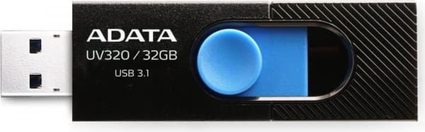 ADATA UV320 - USB-muistitikku - 32 Gt - USB 3.1 - musta/sininen musta, Sininen