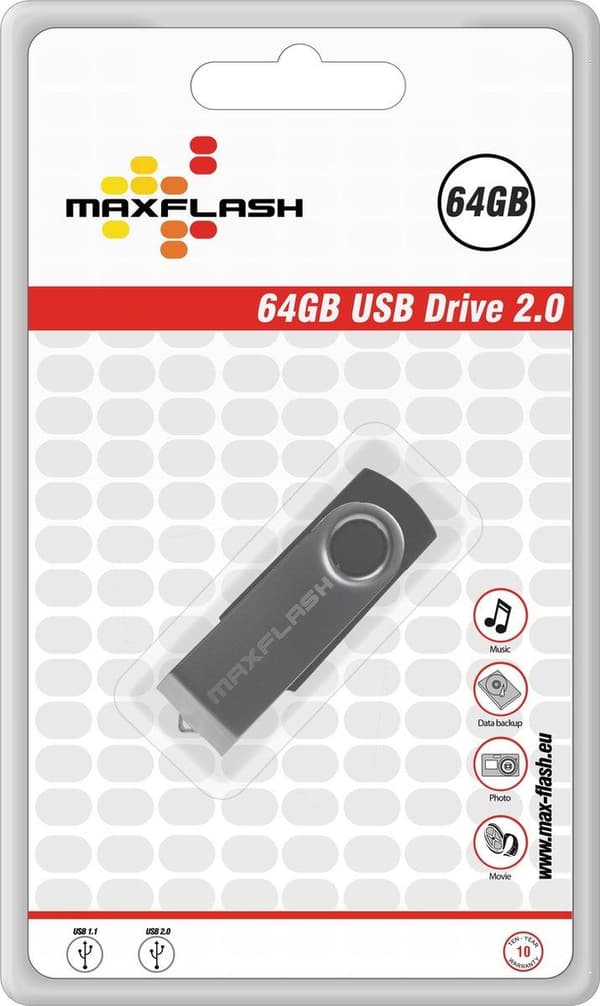 MaxFlash 64GB USB 2.0 64GB USB 2.0 Kapacitet Svart USB-minne