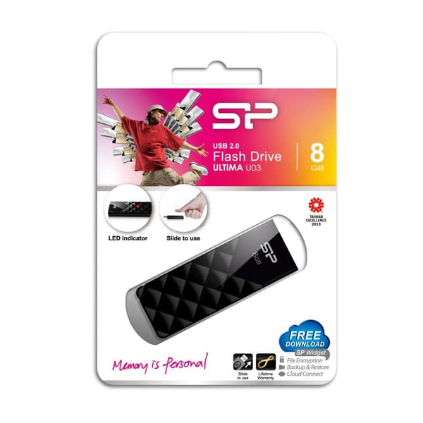 SILICON POWER Ultima U03 - USB-flashdrev - 8GB - USB 2.0 - Mystery Black
