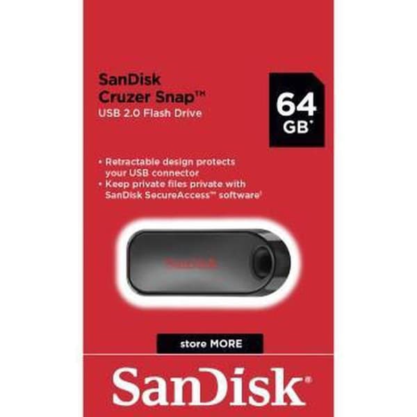 SanDisk Cruzer Snap USB-minne 64 GB USB 2.0 Svart SDCZ62-064G-G35