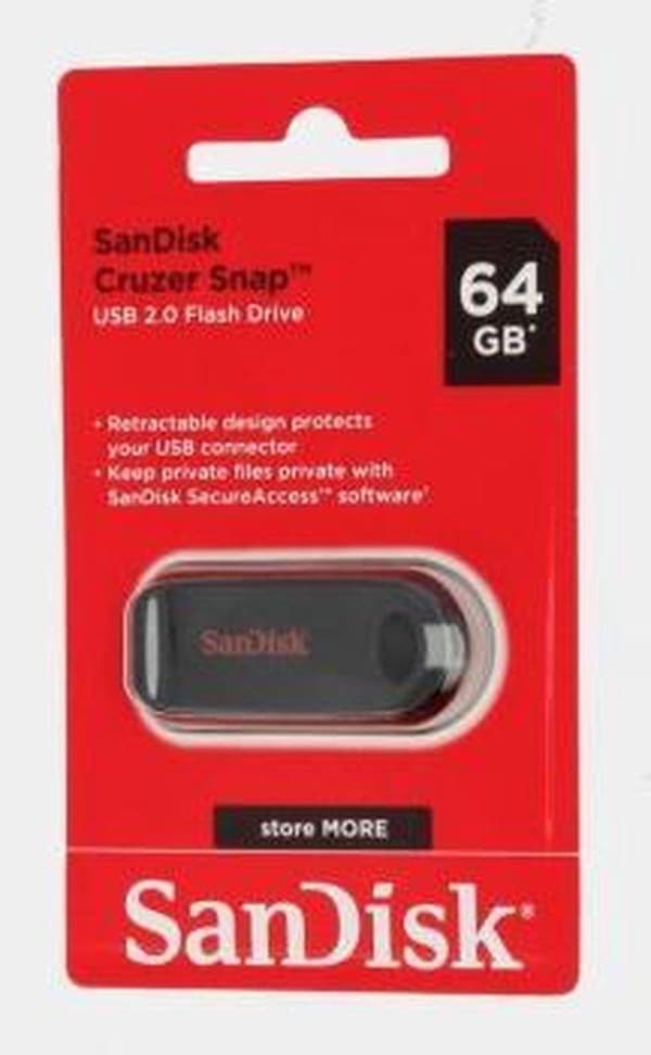 SanDisk Cruzer Snap USB-minne 64 GB USB 2.0 Svart SDCZ62-064G-G35