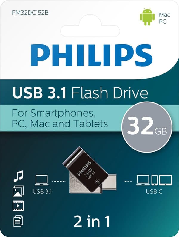 Philips FM32DC152B - 2i1 USB 3.1/USB C 32GB