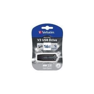 Verbatim Store n Go V3 - USB-flashdrev - 16 GB - USB3.0 - Grå (49172) Sort, Grå