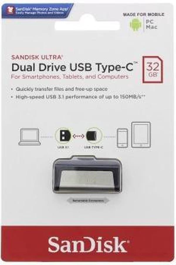SanDisk Ultra® DualDrive USB-minne smartphone/surfplatta Silver 32 GB USB 3.2 Gen 1 (USB 3.0), USB-C