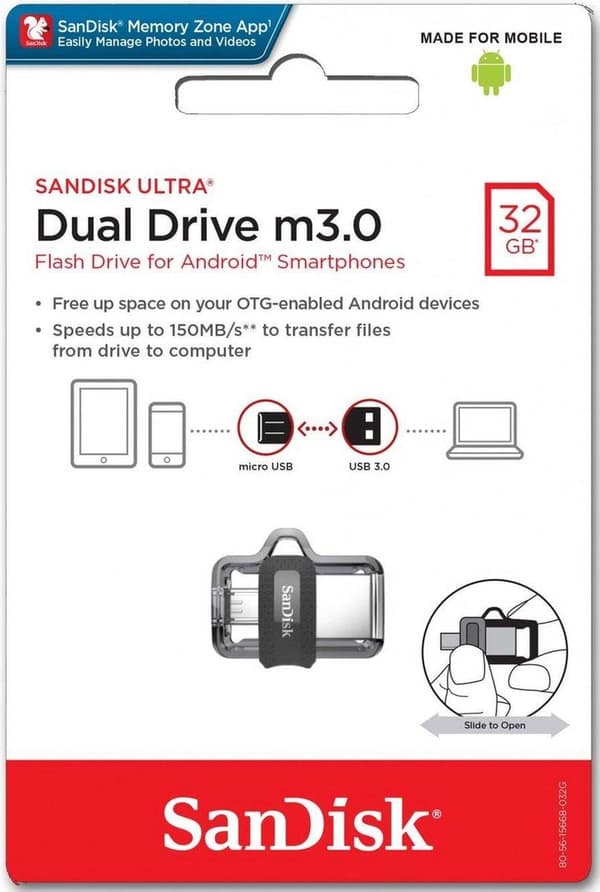 SanDisk Dual Drive Ultra | 32GB | USB 3.0 - USB Stick