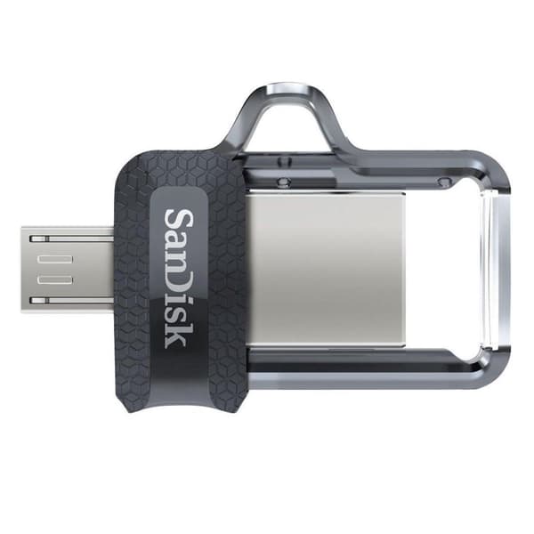 SanDisk Dual Drive Ultra | 32GB | USB 3.0 - USB-minne Svart, Silver, Transparent