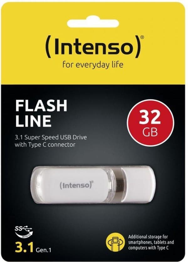Intenso Flash Line USB-flashdrev 32 GB USB Type-C 3.2 Gen 1 (3.1 Gen 1) Hvid
