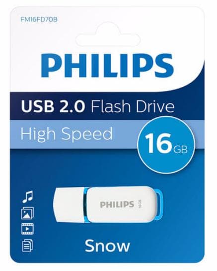 Philips SNOW USB stick 16 GB USB 2.0 Blue FM16FD70B/00 Blå, Hvid